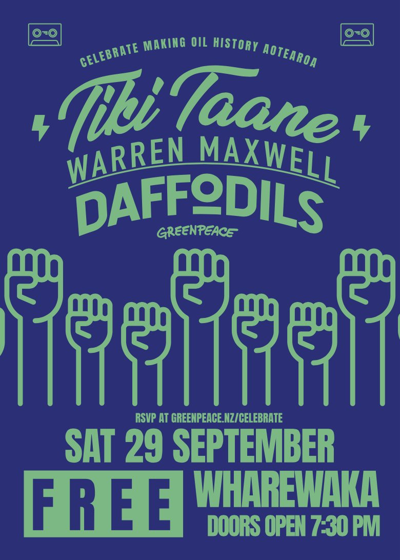geoffreidnz's tweet photo. #Wellington people: Free event 2 Celebrate Making Oil History - "Tiki Taane, Warren Maxwell and the Daffodils". 29th Sept. See you there? https://t.co/nE8OvQgMbB
@Tikidub @daffodilsnz @greenpeacenz #trinityroots #makeoilhistory #climatecompassion https://t.co/jlJJJGmyMm