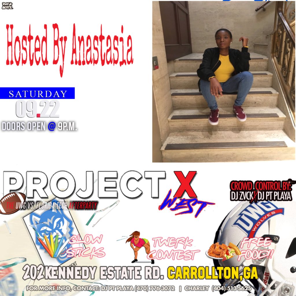 Denaris_Terrell's tweet photo. #PROJECTXWEST
Saturday September 22nd 🤫
Call Yo Uber 🚘 Call Yo Lyft 🚖
🚧Early Arrival Is Advised🚧
😈Party Will Be On Smash🤷🏽♂️
#UWG #UWG22
202 Kennedy Estate Rd , Carrollton Ga , 30117 https://t.co/SnUz0mW9Bk