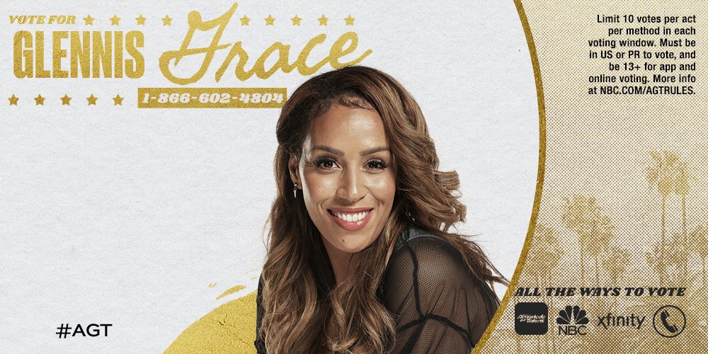 RETWEET if you think <a href="/GlennisGrace/">Glennis Grace</a> should win #AGT tomorrow.