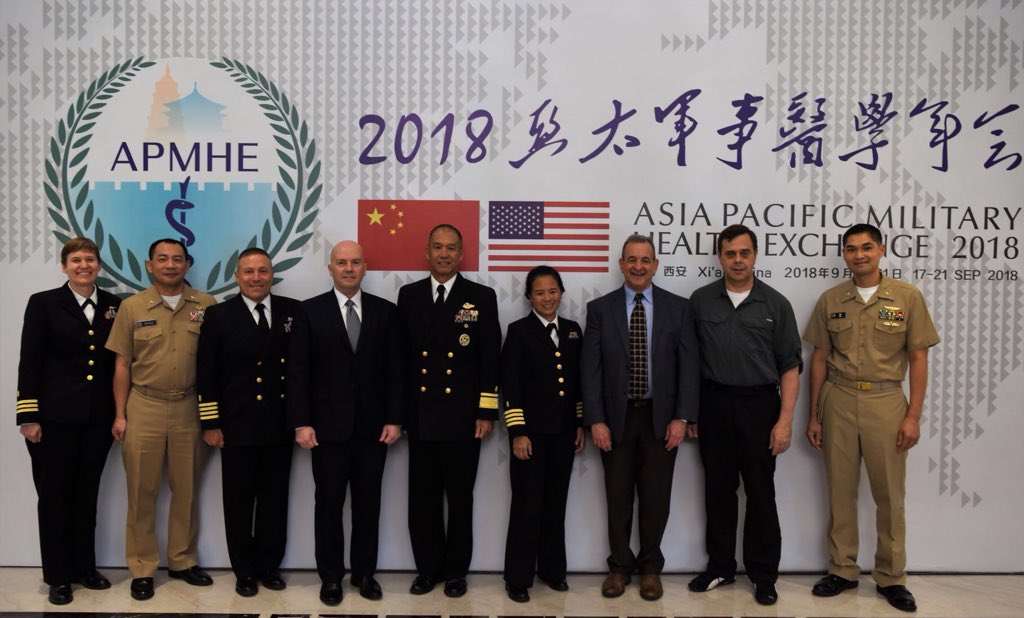 .@USUhealthsci alumni representing at the Asia Pacific Military Health Exchange this week, alongside USU President Dr Richard Thomas! #APMHE2018