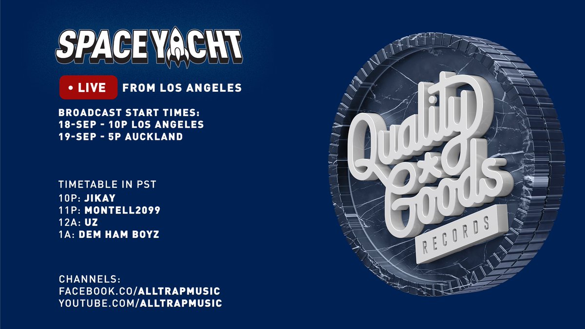 tonight's momentous showcase will be streamed on <a href="/AllTrapMusic/">All Trap Music</a>'s Youtube and Facebook with over 1.5m subscribers collectively

youtube.com/alltrapmusic
facebook.co/alltrapmusic
powered by <a href="/Serato/">Serato</a> 

last tickets available at spaceyacht.net