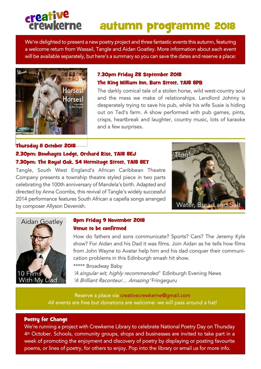 Creative Crewkerne On Twitter So Excited To Present These Events