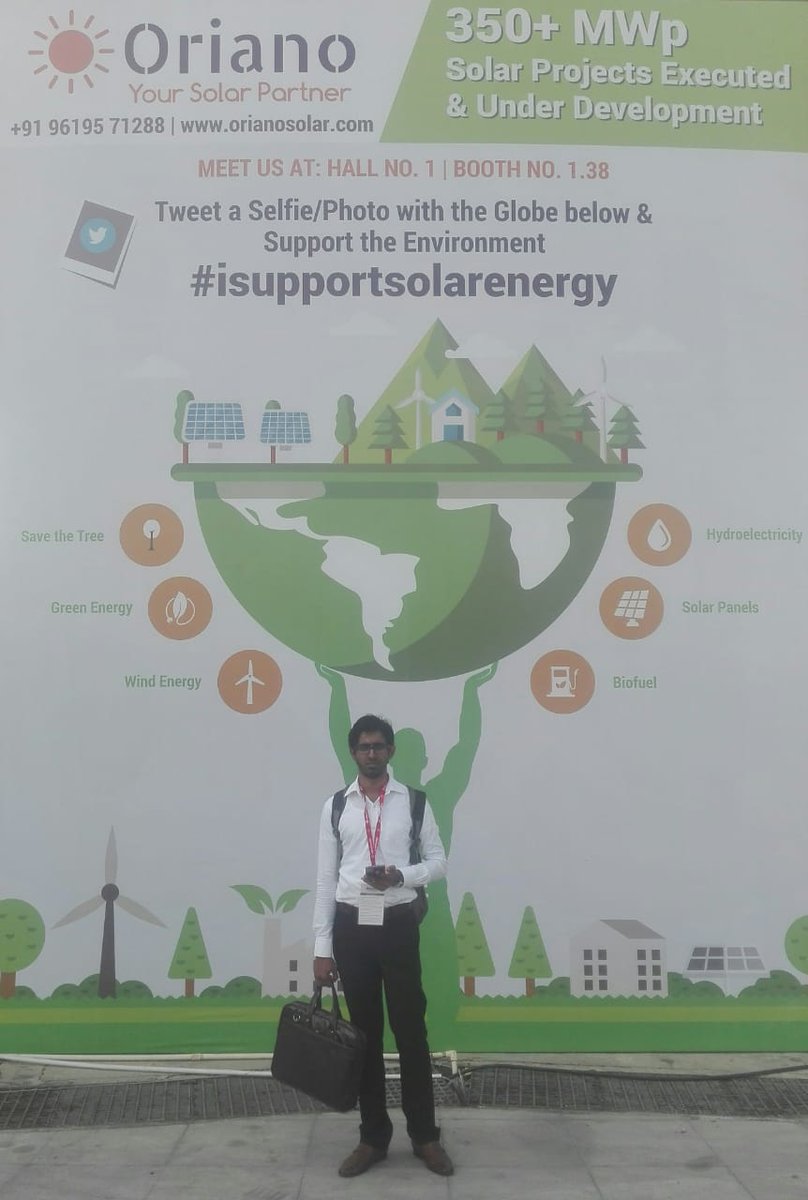 OrianoSolar's tweet photo. #isupportsolarenergy

People supporting environment by clicking a selfie with Oriano Solar installed Globe image @REIndiaExpo 

#solarpower #solarenergy https://t.co/FRQYFkD8ce