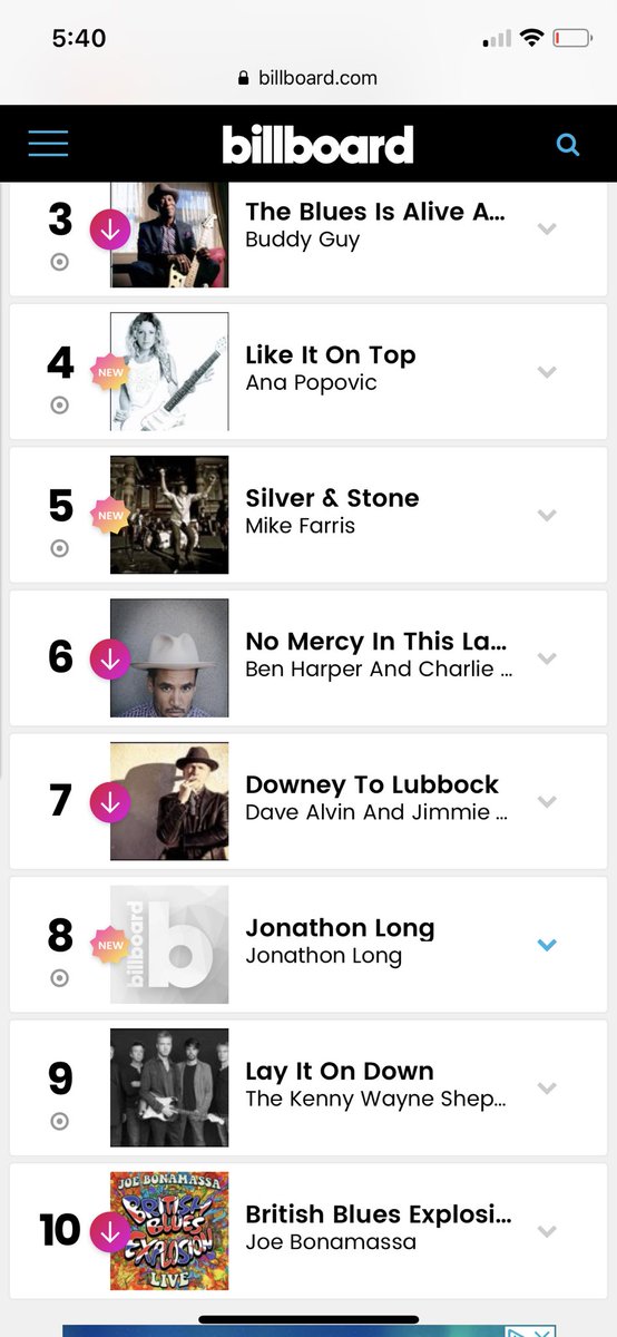 #8 on the Billboard Top 10 Blues Albums this week ☝🏻
