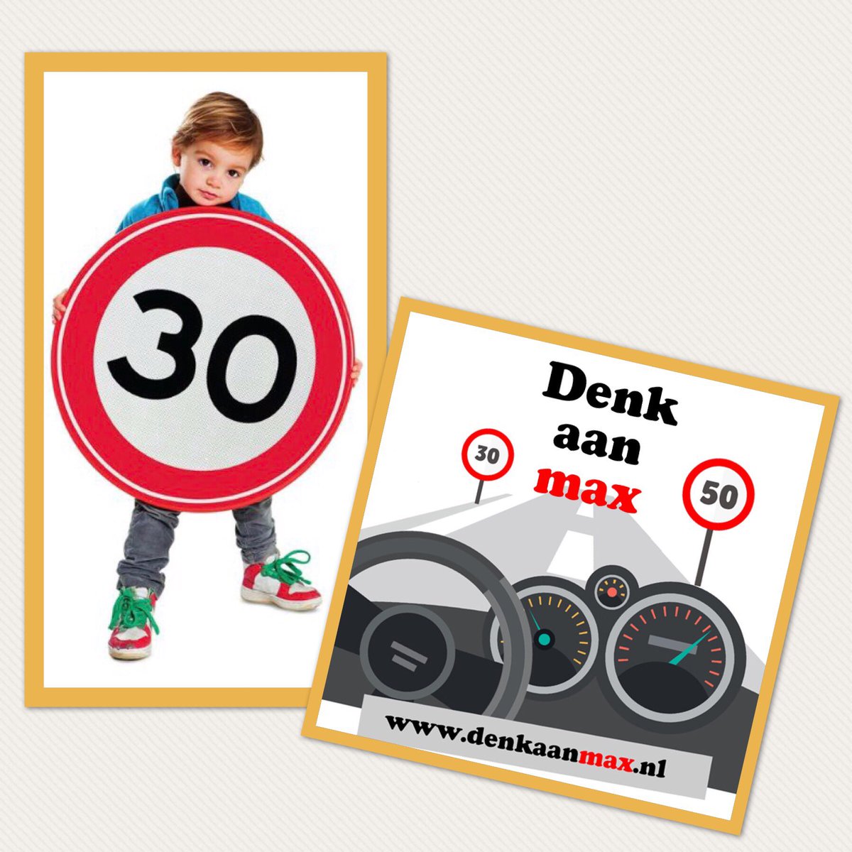 Vandaag Europesche dag met 0 verkeersdoden. 
Maak een veilige start in eigen buurt.
De kans op overlijden voor voetganger-fietser bij aanrijding met een auto bedraagt bij:
50 km/u.       85%
30 km/u.       10% 
15 km/u.        nihil
Zorg voor een veilige buurt, Denk aan max!