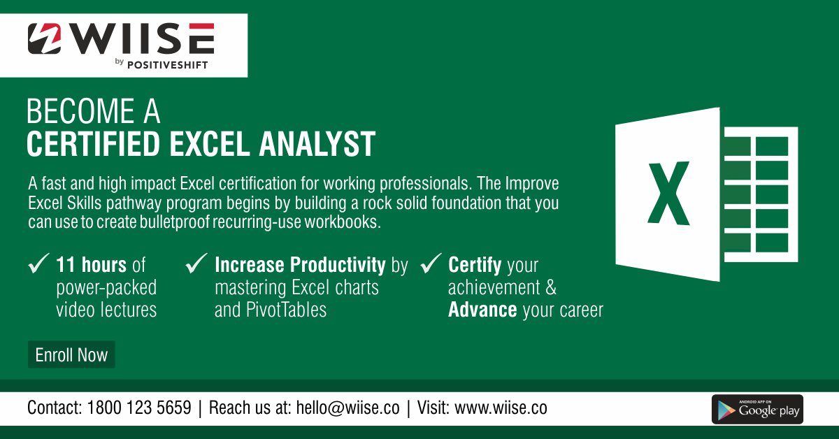 wiisetv's tweet photo. Advance your career options by mastering Excel. Improve your MS Excel skills with International Diploma https://t.co/pyF3nu7A6S  @elearningeduc @excelwriter #Excel #MicrosoftExcel #WIISEforTeams #Productivity https://t.co/jLE2GI0W2c
