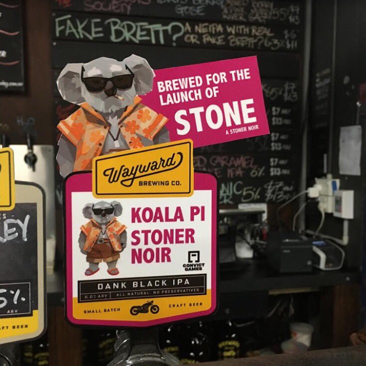 ConvictGames's tweet photo. Stoked to share our collaboration with @WaywardBeer You can drink “Koala PI, Stoner Noir” on Friday at the Wayward Brewery, #netherworldarcade Brisbane and @SK_BARSK Melbourne. Get it up ya #beer #surprise #collaboration #aussie #koalapi #stoner #noir #brewery #microbrew #wayward https://t.co/IfQxoIDoOJ