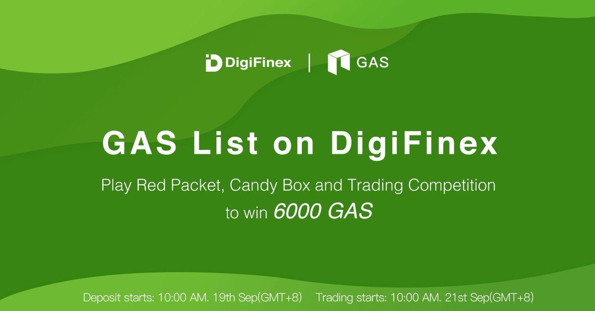 To support the ecosystem of #NEO, #DigiFinex will continuously list the NEO related #tokens online. This time the platform will launch the #activity of “#GAS Online: Play Red Packet, #Candy Box, #Trading Competition, to Win 6000 GAS” at 10:00 GMT+8, 19th Sep 2018.@NEO_Blockchain