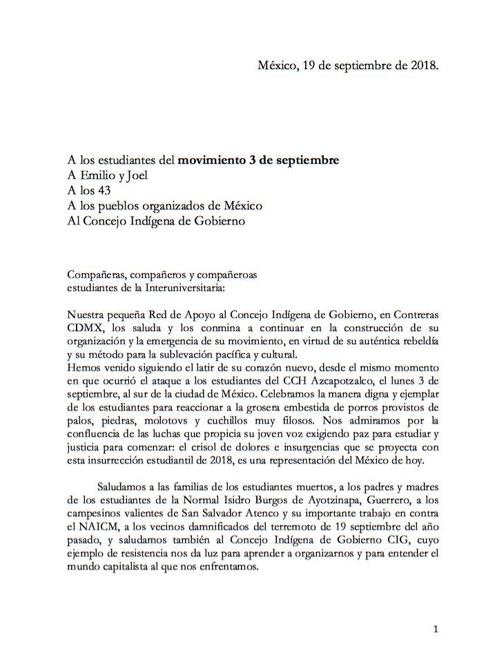 redcigmc's tweet photo. Pronunciamiento de la Red Magdalena Contreras hacia el movimiento estudiantil 1/2. https://t.co/ufAsmCD64N