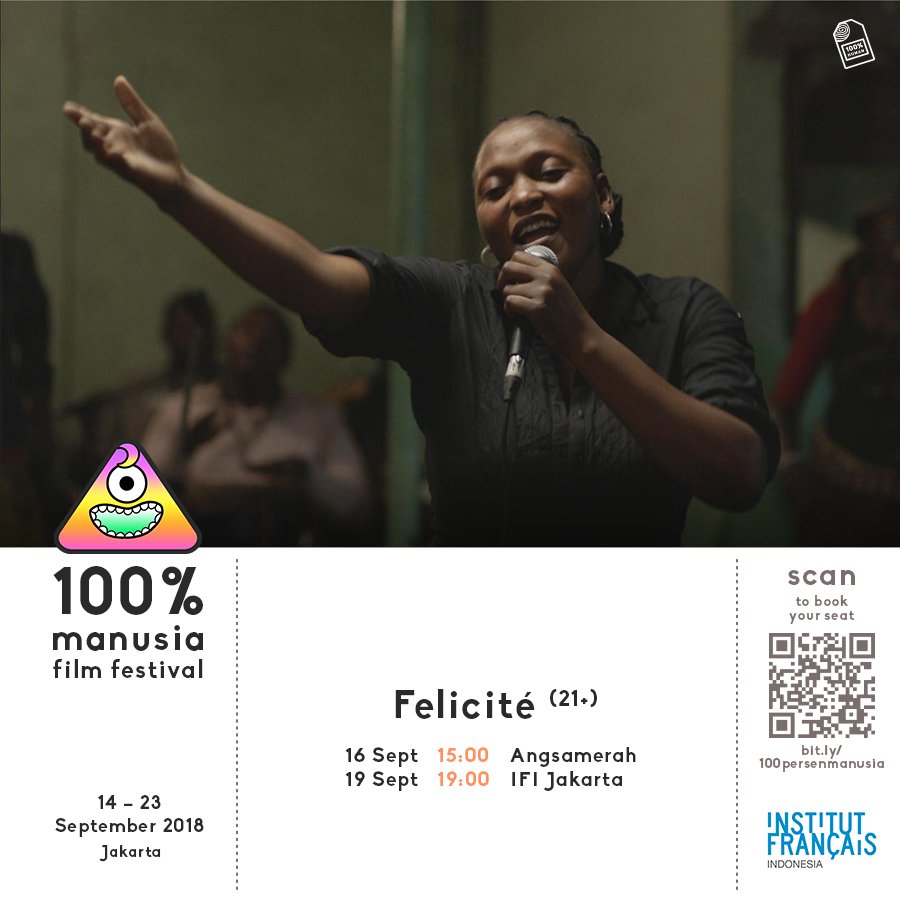 100prsenmanusia's tweet photo. Jadwal lainnya di 100% Manusia Film Festival #100PMFF2018 HARI INI
@IFI_Indonesia
19.00wib, Felicité
@kineforum
17.00wib, 100% Collaboration Minikino
19.30wib, 100% BritShorts
Pastikan kamu datang 30 menit sebelum film tayang untuk daftar dan ambil tiketnya. #100persenmanusia https://t.co/RVwagOTrmC