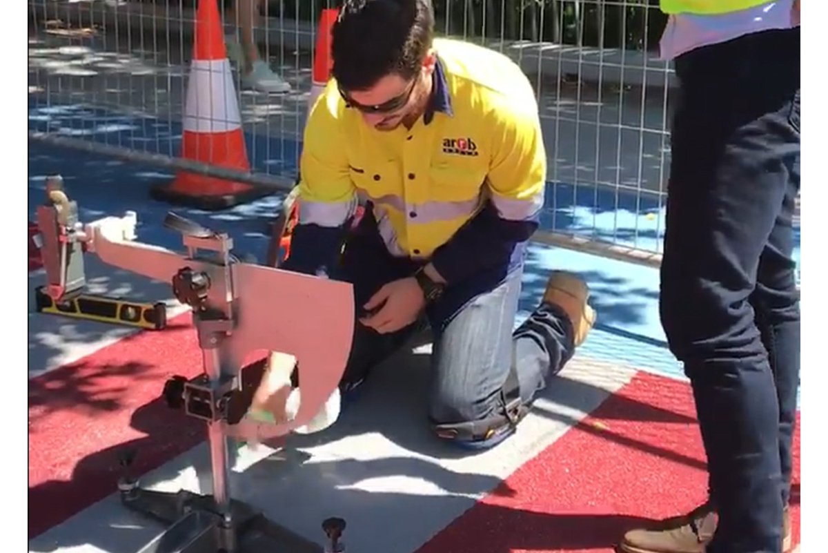 ARRBGroup's tweet image. A huge congrats to our pavement &amp;amp; asset management engineers Andrew Beecroft &amp;amp; Daniel Boshier for their work on the #GoodwillBridge. The skid resistance of the new bridge will be increased significantly, making this bridge safer for cyclists &amp;amp; pedestrians #ARRB #NTRO #safety