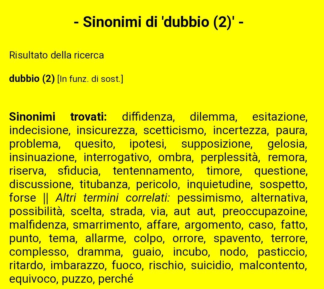 UnTemaAlGiorno's tweet image. Buon mercoledì #Family ❣

Oggi #Untemaalgiorno sarà 
➡️➡️#ilSinonimo⬅️⬅️
di DUBBIO

Felice condivisione a tutti!
(Ricordatevi di usare i sinonimi ⬇️⬇️⬇️)