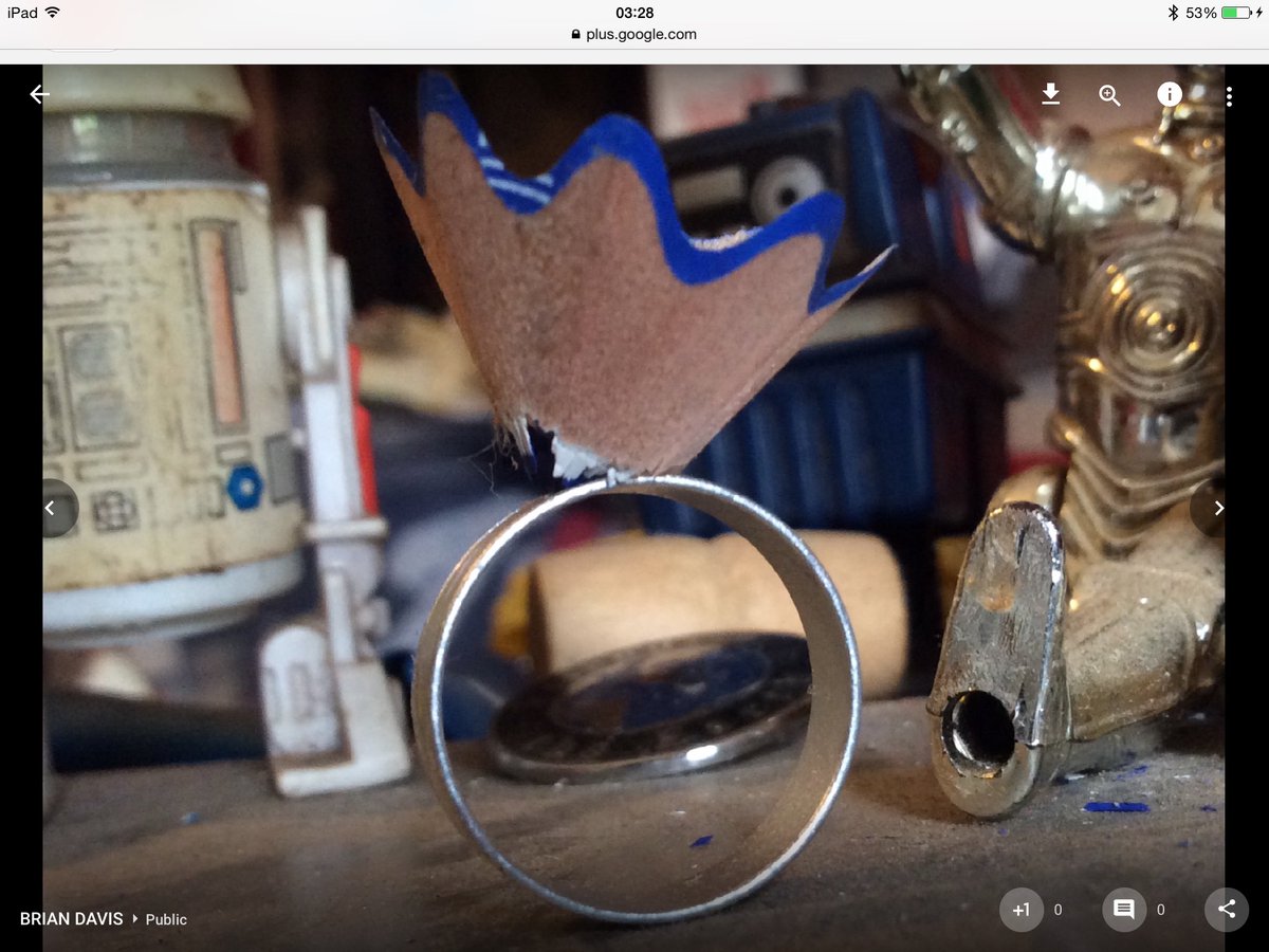 badgersbottom's tweet image. Pencil shaving well balanced on ring