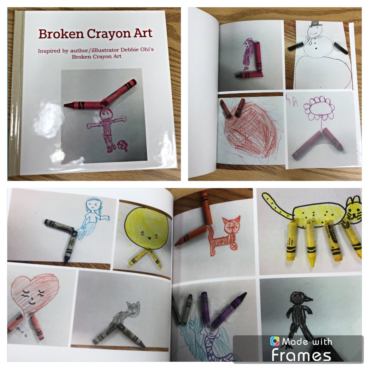 dawn_vieira's tweet image. I used my @Shutterfly free photo book coupon to make a book out of my students’ @inkyelbows inspired Broken Crayon Project. I can’t wait to show them.  It’s so great. #proudlibrarian #makerspacefun