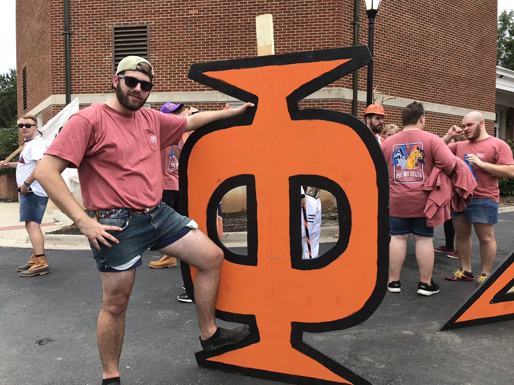lu_pmd's tweet photo. Phi Mu Delta army occupying Student Union grounds, IFC Men's Walk, circ. September 17th, 2018. Colorized https://t.co/9CSNpyyy44