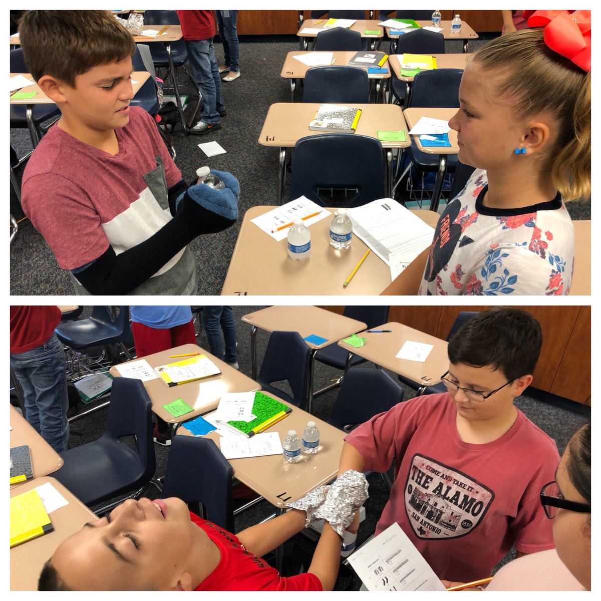 LobosLearnHBE's tweet photo. Thermal Energy - testing conductors and insulators “gloves” #BarberMiddleSchool #GatorScience #DickinsonISD @DickinsonISD https://t.co/2DVt3BippX