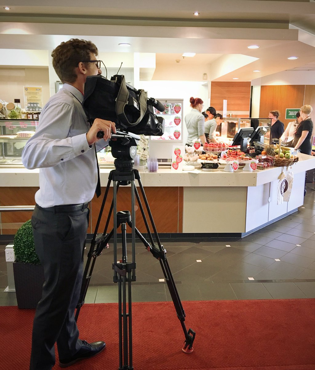 The ABC came to check out our amazing #QldStrawberry creations in the #ParliamentCafe today. Do you love #QldStrawberries as much as we do? #QueenslandParliament #SmashaStrawb #StrawberryGrowers #StrawberryWeek