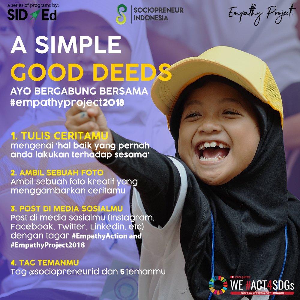 Sudahkah kamu menjadi bagian dari #EmpathyProject2018? Tunjukkan #EmpathyAction -mu dengan mengikuti 4 langkah sederhana ini! cc: <a href="/ChangeOrg_ID/">Change.org Indonesia</a> @Indorelawan <a href="/bacatangerang/">Baca Tangerang</a> <a href="/ifutureleaders/">@ifutureleaders</a> <a href="/fimnews/">Forum Indonesia Muda</a> <a href="/IDChangemakers/">IDChangemakers</a> <a href="/changemakers_id/">Changemakers_ID</a> <a href="/bcorpindonesia/">B Corps in Indonesia</a> <a href="/DAAI_TV/">DAAI TV Indonesia</a> <a href="/tzuchiindonesia/">Tzu Chi Indonesia</a>