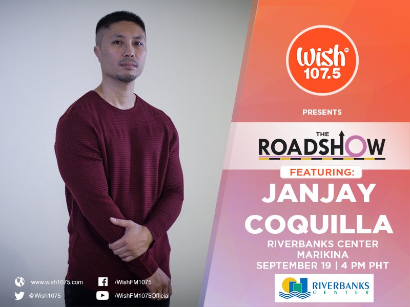 wish1075's tweet photo. Listen to the freshest tunes of R&amp;B artist @esquirejanjay and acoustic trio The Three of Us as they perform live aboard the Wish Bus for today's Roadshow at 4 PM PHT.

The Wish Bus will be heading over to Riverbanks Center Marikina. See you there, Wishers! https://t.co/gUj6NaNtQu