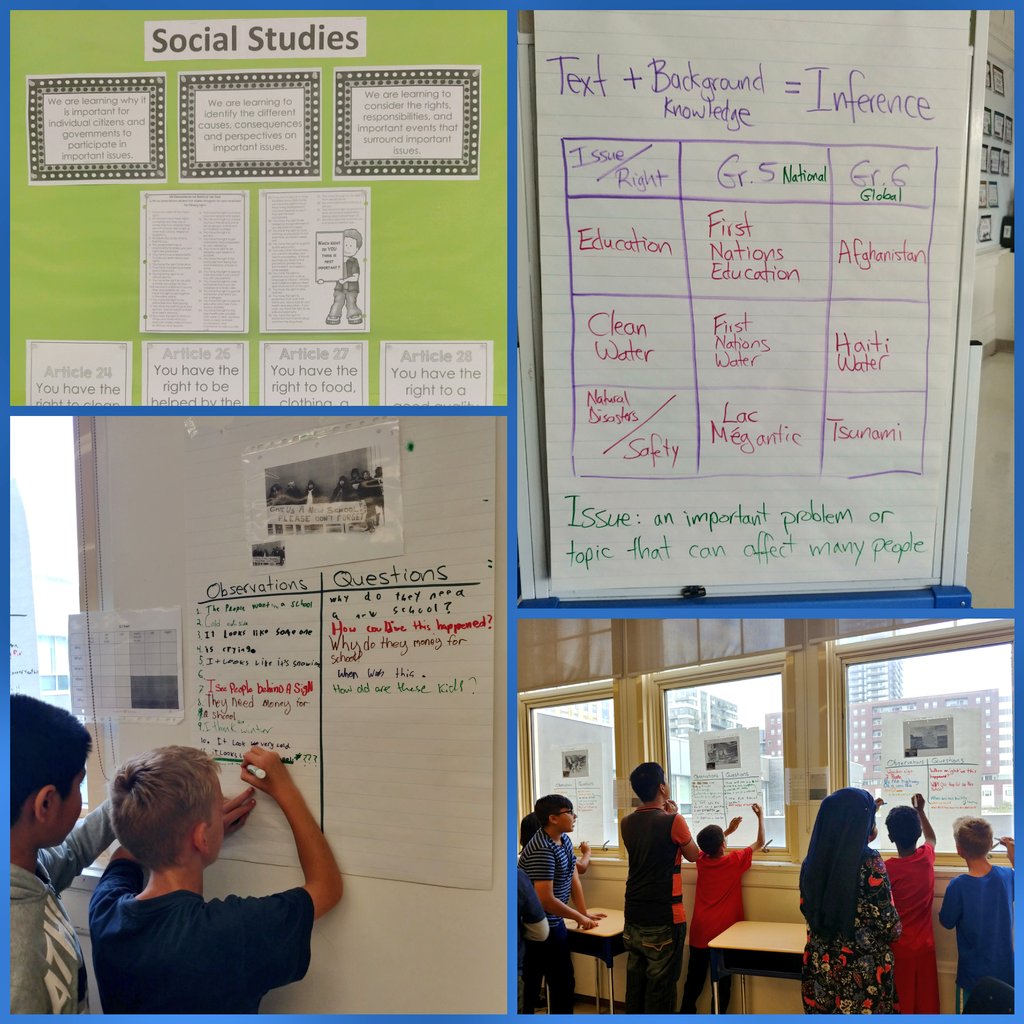 mszaimi's tweet photo. Students observing and asking questions about pictures depicting current issues effecting #Canada and the #world. ๐ #national #global #government #rights #education #FirstNations #water #Qchart #inferecing @tdsb @Jjktoronto https://t.co/56NfU3MJlO