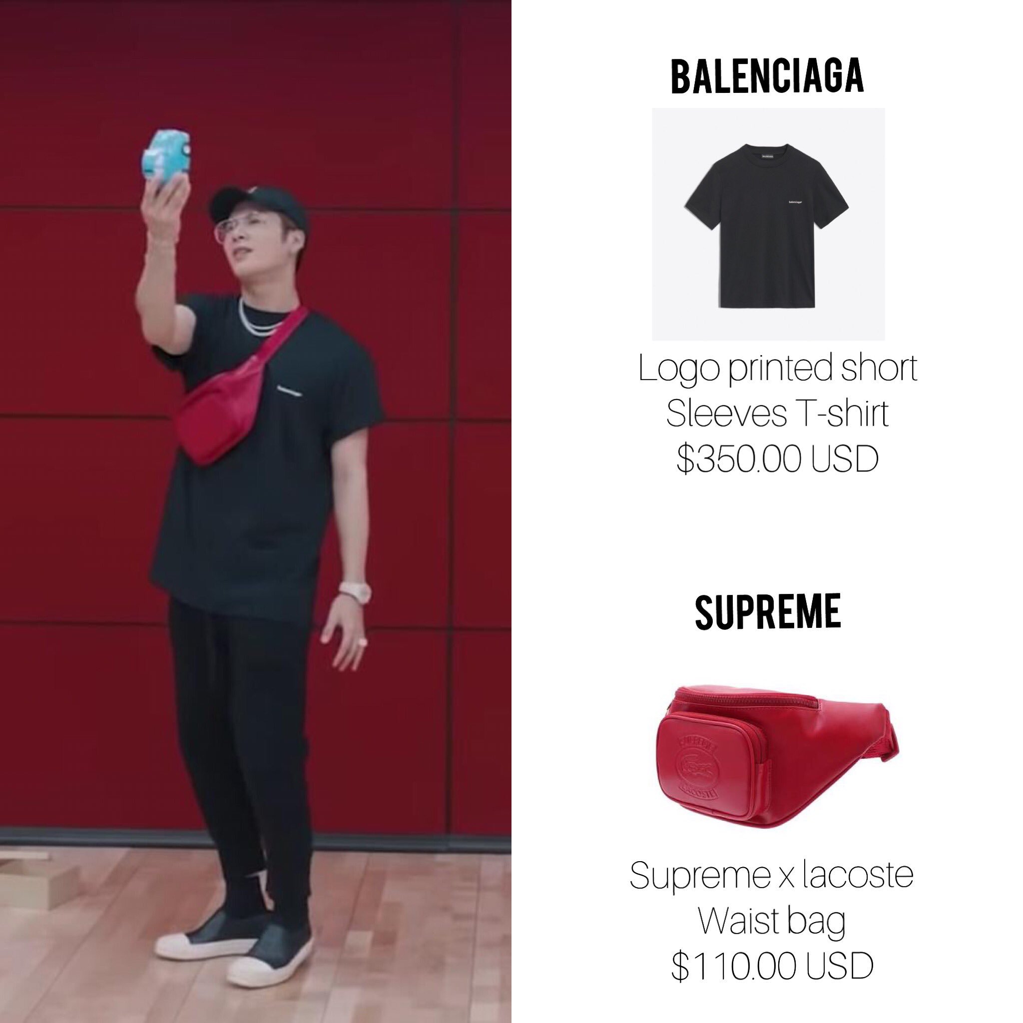 jacksonwears on Twitter: ". 20180919 Top : Balenciaga Logo printed short  sleeves T-shirt $350.00 USD Bag : Supreme Supreme x Lacoste waist bag  $110.00 USD #jacksonwang #王嘉尔#王嘉爾https://t.co/HKWzCu1ns1" / Twitter