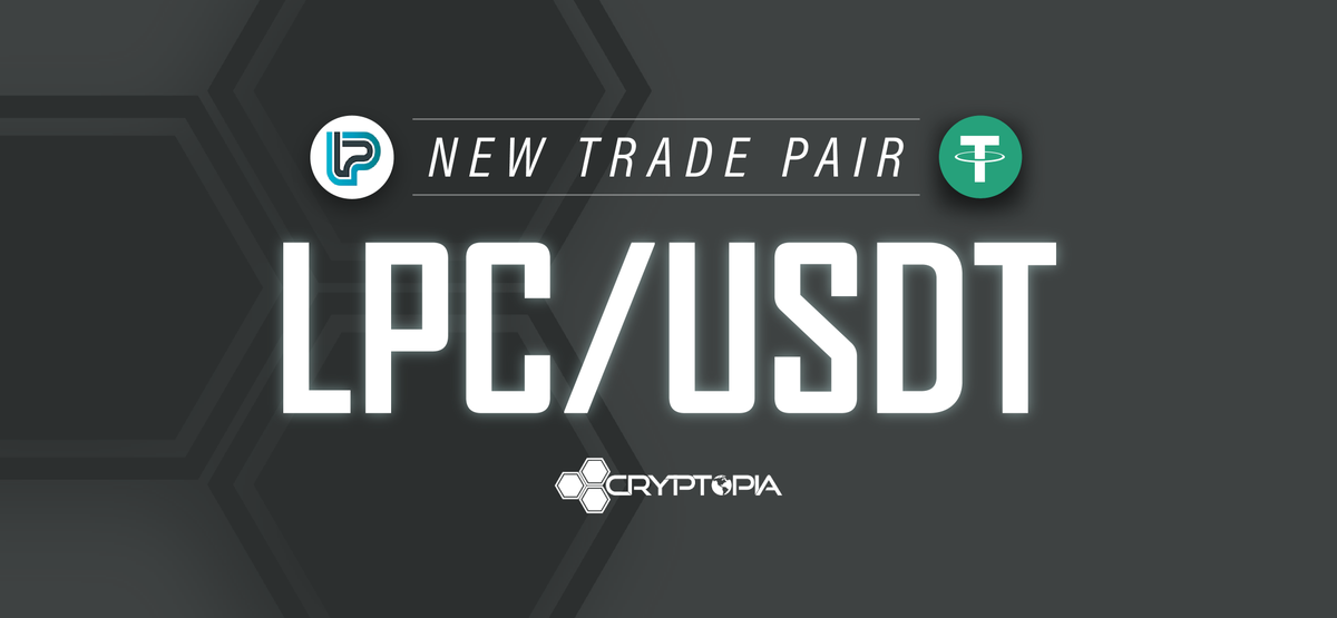 Cryptopia_NZ's tweet photo. We're happy to announce the opening of the LPC / USDT trade pair! You can start trading this pair on Cryptopia now. Happy trading! $LPC @LightPayCoin https://t.co/Q6JFvmsT7o