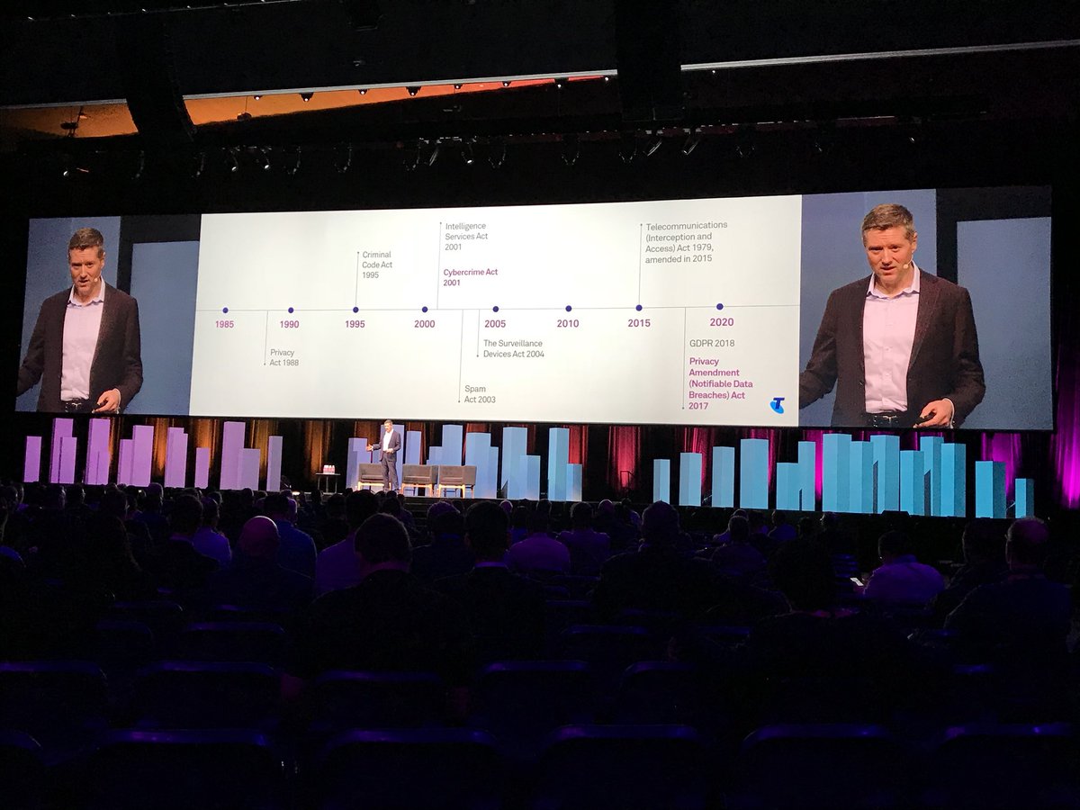 KateHealy01's tweet photo. A lot has changed in the past 30 years but “the problems around cyber security continue to grow and we can’t legislate ourselves out of this problem” - Thomas King #TelstraVantage @Telstra https://t.co/07vR6eGNHn