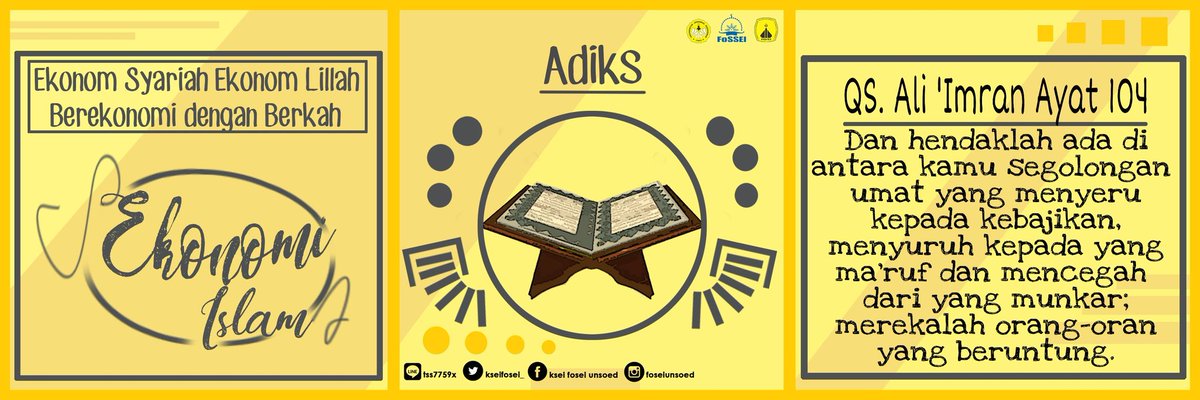 [ ADIKS ] 

Kalaulah tidak semua anggota masyarakat dapat melaksanakan fungsi dakwah, maka hendaklah ada beberapa orang melaksanakan fungsi dakwah, untuk diteladani dan didengar nasihatnya.
Selengkapnya instagram.com/foseiunsoed?ut…

#FoseiBersinar
#KitaFosei
#Adiks
#MediaKece