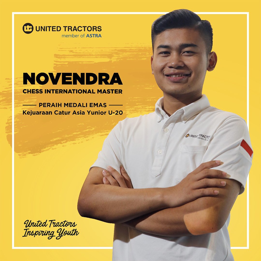 unitedtractors's tweet image. Elo rating Novendra Priasmoro adalah 2497,9 sehingga hanya butuh 2,1 poin saja untuk mencapai elo rating Grand Master yaitu 2500. #unitedtractorsofficial #RoadToGrandMaster⚡️ “United Tractors Inspiring Youth” by @unitedtractors