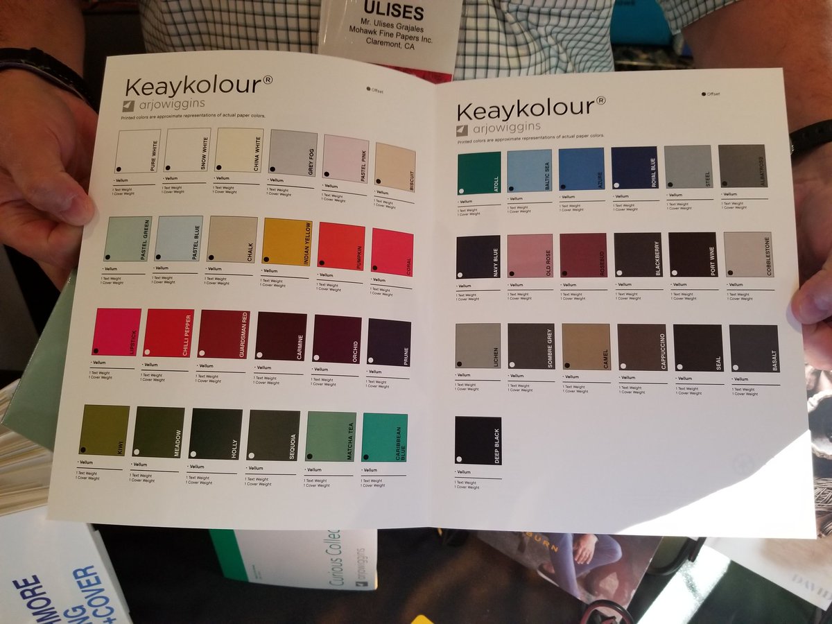 TheAPAOC's tweet photo. Thank you @mohawkpaper for being a part of the show tonight.  We're pretty excited about this KeayKolour line. 43 colors in vellum! 😍 #InLoveWithPaper https://t.co/nrHzjuMUTh