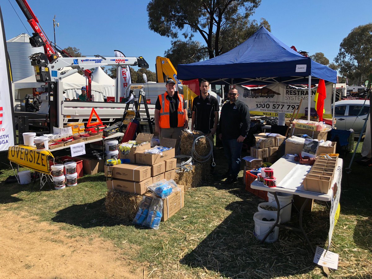 lrsaustralia's tweet photo. Don't miss out! Henty Machinery Field Days is open for only one more day! Come visit LRS at stall 797a in Block Q (under the Telstra tower). We will see you there. #LoadRestraintSystems #HentyMachineryFieldDays #Safety #Transport #Trucks #SecureLoad https://t.co/KvuLZzBrdz