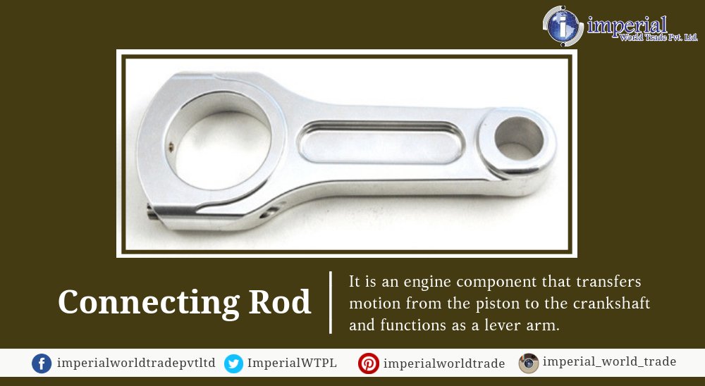 ImperialWTPL's tweet photo. Connecting Rod!
It is an engine component that transfers motion from the piston to the crankshaft and functions as a lever arm.

Buy It From, https://t.co/CM0Vpmk6TU

#ConnectingRod #Engineering #Manufacturer #Tools #Exporter #ImperialWorldTrade https://t.co/k6fBvFEZ8F