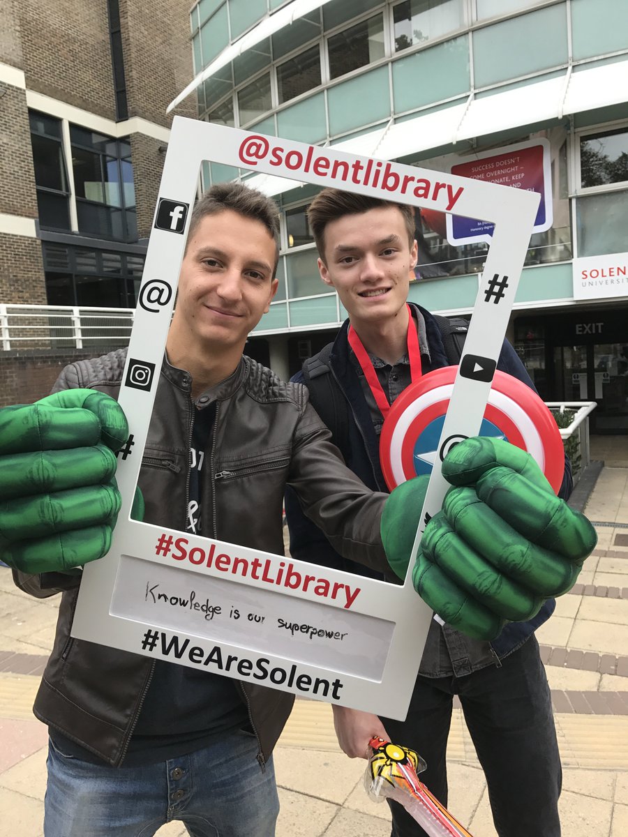 SolentLibrary's tweet photo. A few snaps from yesterday to get you into the mood for today! #WeAreSolent #SolentLibrary It's been fun welcoming our students these last couple of days. The fun continues today outside the library from 11am till 2pm. We give out FREE lanyards too! https://t.co/L0NTYFCzL9