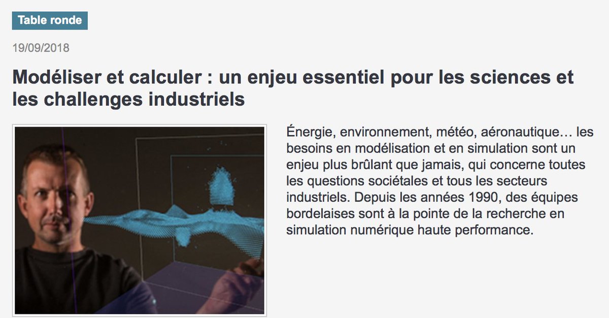 Inria_Bordeaux's tweet image. [27/09/18] #10ansInriaBSO Table ronde 1 #Modéliser et #simuler pour mieux anticiper et relever les grands challenges scientifiques, industriels et sociétaux @AerospaceValley @s_requena @cdf1530 @UCBerkeley. En savoir plus sur le #HPC à @Inria Bordeaux ➡️ inria.fr/centre/bordeau…