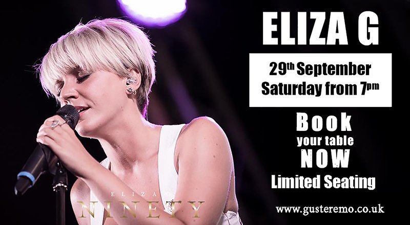 Guste_Remo's tweet photo. Countdown!! We will have ElizaG @elilzagmusic and her suggestive voice on Saturday 29th. Watch her cover of Rihanna's hit single #UMBRELLA https://t.co/OgSCwMsV3D🍕 🍷💃. Don't miss your table,  https://t.co/exfU08jSYX #NottingHill #Bayswater #Paddington #DinnerDateNight https://t.co/lUnAYZYT0Y