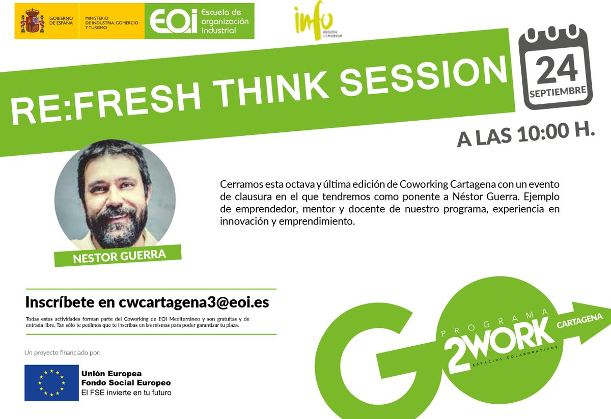 Coworking_CT3's tweet photo. UN EVENTO CON ENERGÍA EMPRENDEDORA - RE:FRESH THINK SESSIONhttps://mailchi.mp/d941ef6c519a/refreshthinksession https://t.co/Bi6fBfcN1c