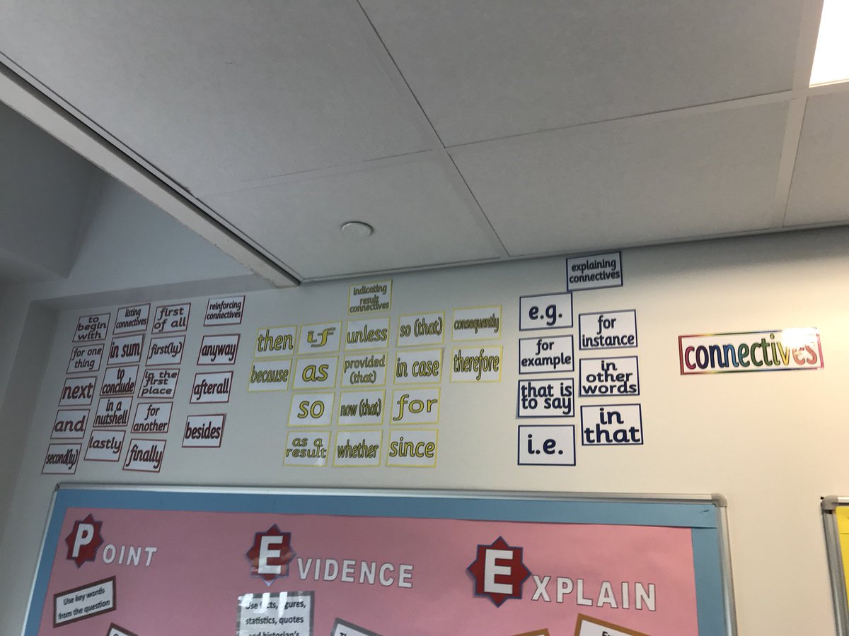 AtkoHistory's tweet photo. Connectives display is now up too #movingclassrooms https://t.co/wj61yKQncj