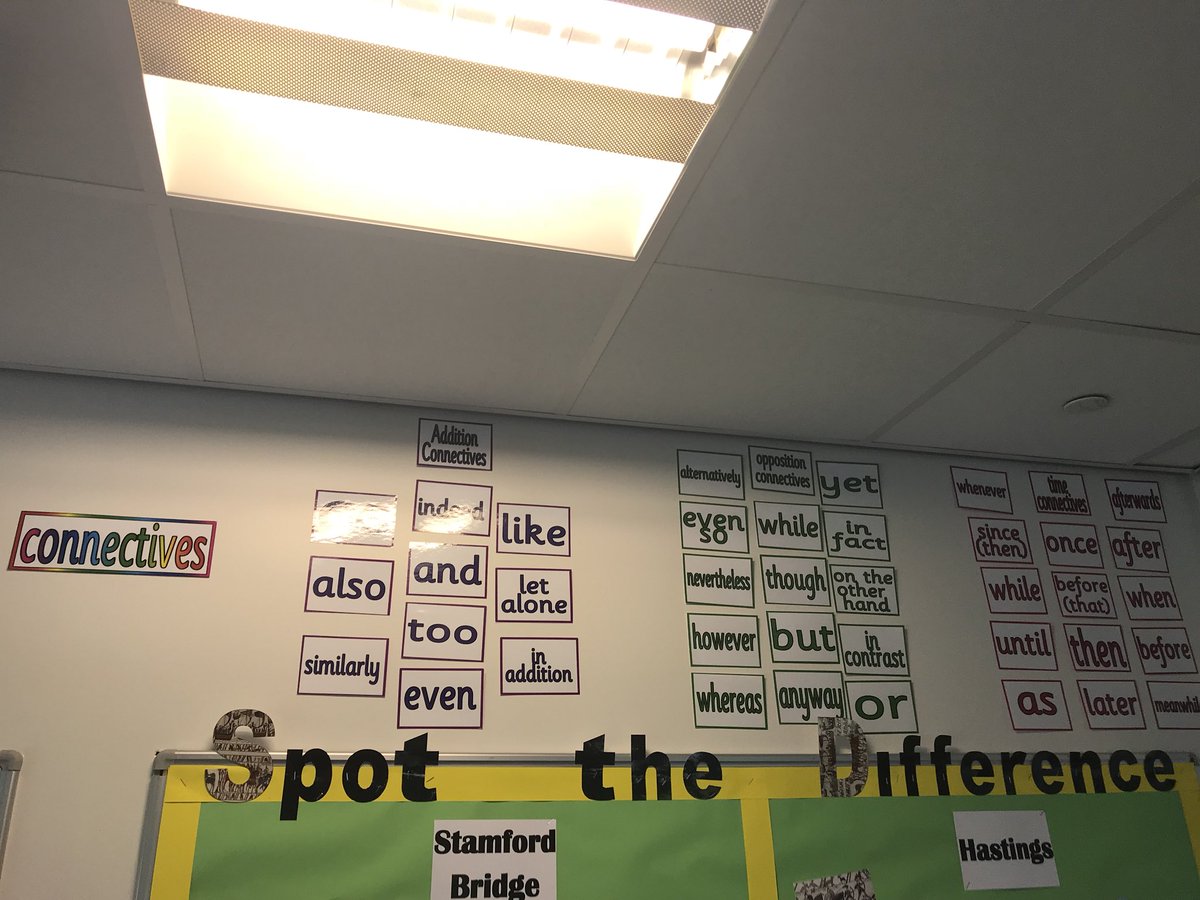 AtkoHistory's tweet photo. Connectives display is now up too #movingclassrooms https://t.co/wj61yKQncj