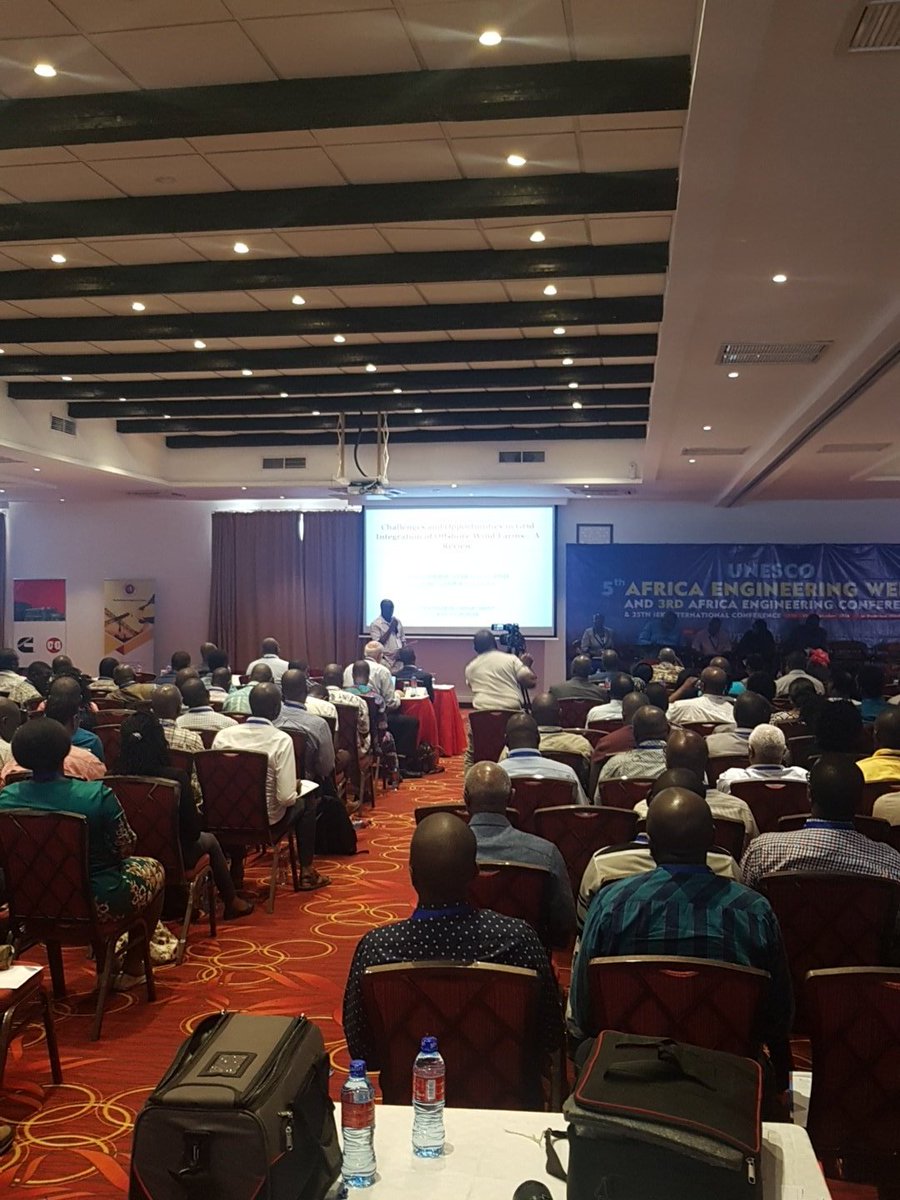 TheIEK's tweet photo. Eng Julius Ndirungu &amp; Eng Stephen Nguli

"Challenges and opportunities in grid integration of offshore wind farms-A Review.
#AfricaEngineeringconference2018 https://t.co/lYNgXeWXyY