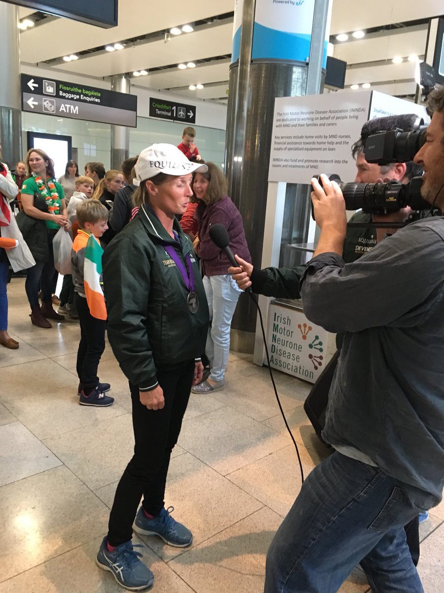GAINEquine's tweet photo. Brilliant morning welcoming home @teamirleq 🥈🥈🥈🥈eventers from @tryon2018 great to see all the support out bright and early 🍀🇮🇪🎉 https://t.co/UEJXNBP38M