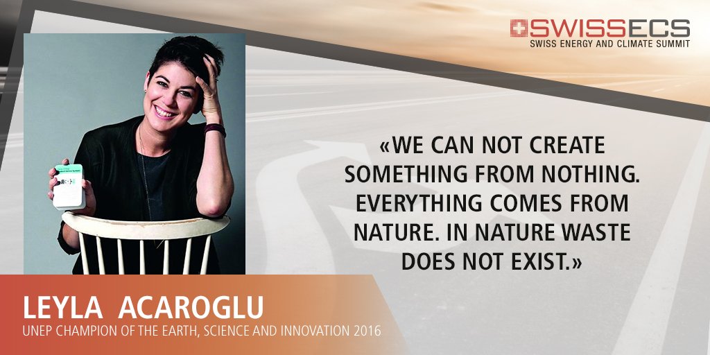 SwissECS's tweet photo. «We can not create something from nothing. Everything comes from nature. In nature waste does not exist.» @LeylaAcaroglu am #SwissECS18. #climate #energy #nachhaltigkeit #waste https://t.co/LlGs90Mk1K