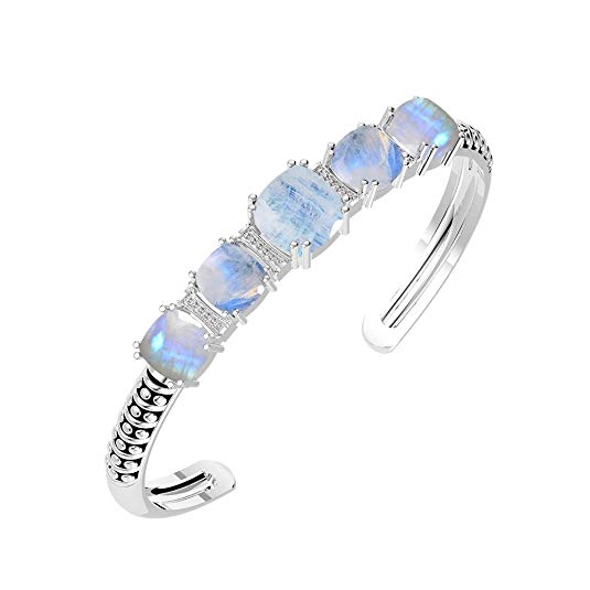 Buy 18.15ct,Genuine Rainbow Moonstone & 925 Silver Plated Bangle Online at Amazon.com Shop Now: goo.gl/zjHnHh #USA #UK #Canada #Jewelry #Jewellery #Bracelets #RainbowMoonstone #Amazon #Handmade #Fashion #birthdaygiftsforher #birthdaygiftsideasforher