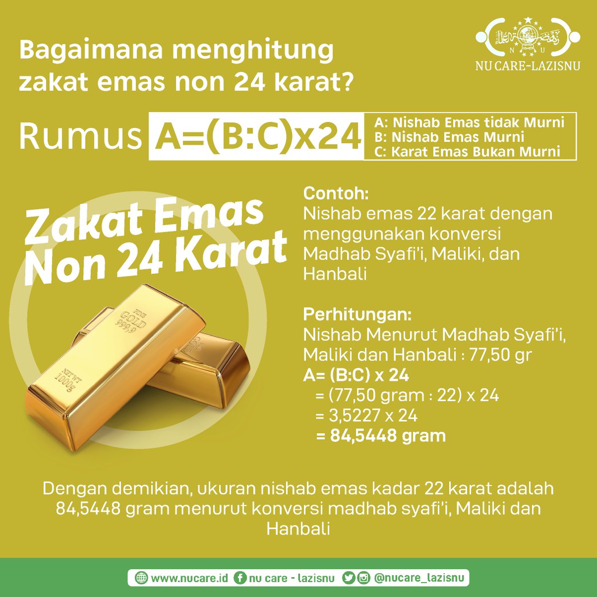 Nu Care Lazisnu On Twitter Bagaimana Menghitung Zakat Emas Non 24 Karat Salurkan Zakat Bca 0682 1926 99 Jemput Zakat 0813 9800 9800 Nu Care Lazisnu Lembaga Kredibel Dalam Menerima Mengelola Dan Menyalurkan Dana Zakat Infak Dan Sedekah
