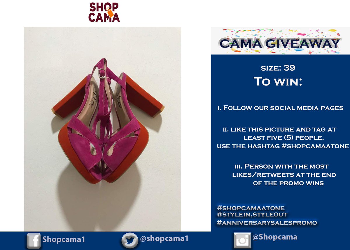 Shopcama1's tweet photo. Ladies and gentlemen, 
The first of our giveaways.
Rules are quite simple.
Get in to win 😉
#ShopcamaAtOne
#AnniversarySale https://t.co/vaRFIgVJf1