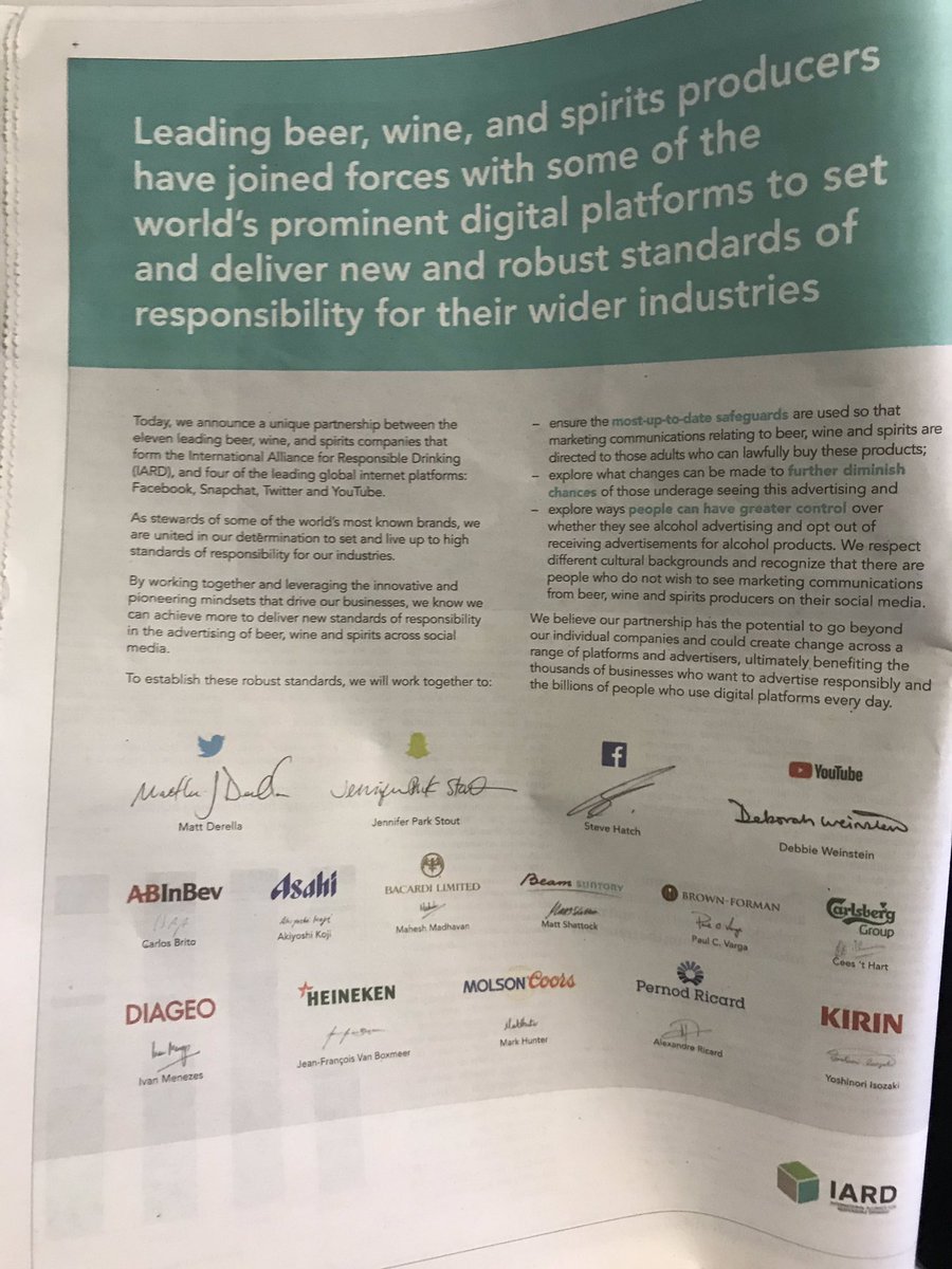 jdaykin's tweet image. So proud that I can finally talk about this project - Twitter, YouTube, Facebook &amp;amp; Snap coming together to  work with world’s biggest alcohol advertisers to push new standards in responsible digital advertising and user control. Thanks @BruceDaisley &amp;amp; @Derella for Twitter’s part.