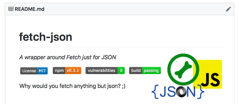 pilafmon's tweet photo. #javascript module "fetch-json" is now packaged for both browsers and #node.
#fetchJson wraps #FetchAPI to make it dead simple to do http requests for #json data.
⭐ #OpenSource project on #github at:
https://t.co/V9I4YOmbUq https://t.co/yBcepOh9tj
