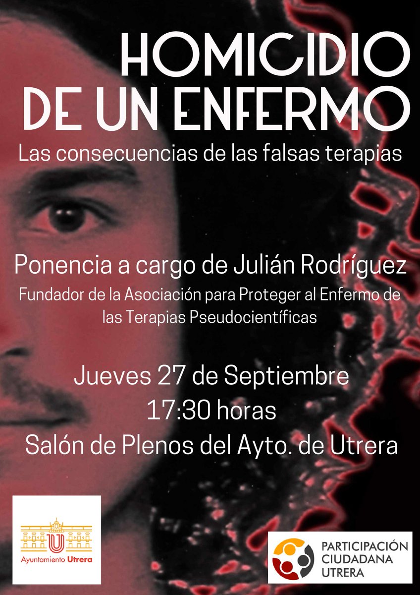 IU_Utrera's tweet photo. El próximo 27 de Septiembre, a las 17:30 horas, tendremos a Julián Rodríguez hablándonos de los peligros que entraña dejar la medicina y ponerse en manos de pseudoterapeutas.

Te esperamos. https://t.co/3MU4bw0n4T