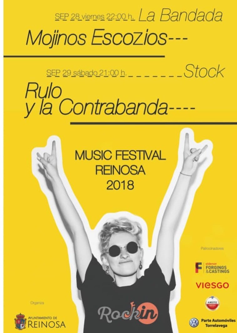 El 28 de Septiembre, en Reinosa, concierto de Mojinos Escozíos y, al día siguiente, Rulo y Contrabanda #Cantabria