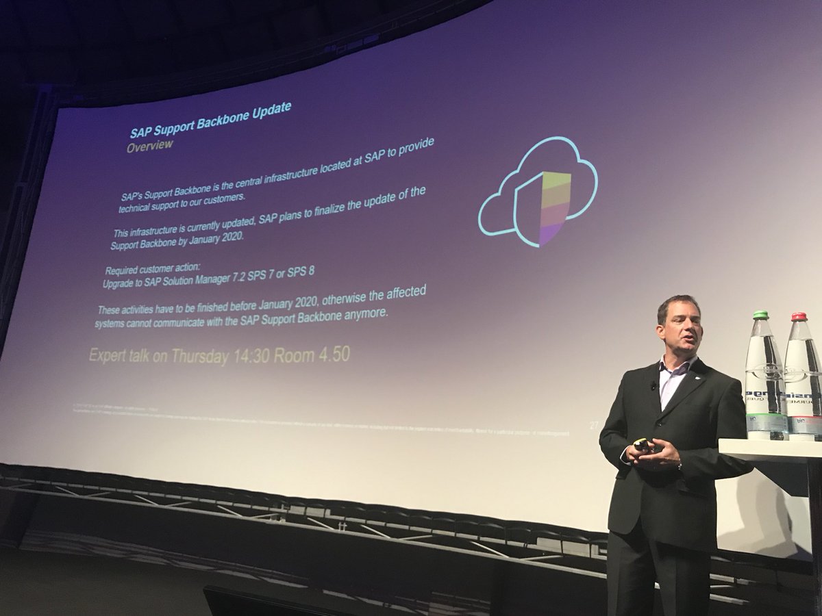 MMatMalsch's tweet photo. #solman #CloudALM #soled Tim explaining the impact of the support backbone on Solman. You need to be on Solman 7.2 sps 7 or 8! https://t.co/wyVT5DZADs