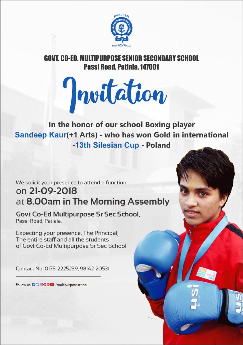 multipurposepta's tweet photo. #Invitation_card
#MultiPurposeSchool
#AdmissionOpen
#BestGovtSchool
#Smart_Classes
#Sardar_Tota_Singh
#Best_School_#patiala
Contact Us:- 0175222523 https://t.co/qr6FtMiDB9